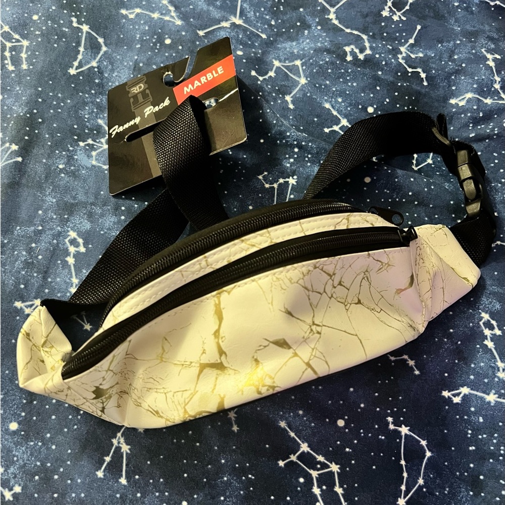 💜 White & Gold Marble Design Fanny Pack